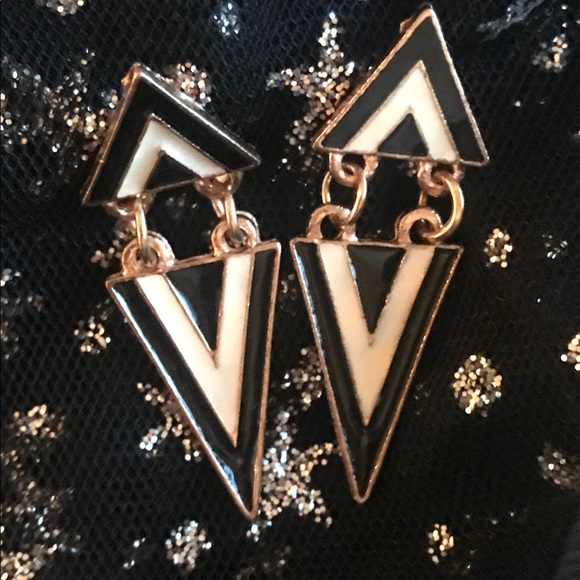 1980’s Style Rose Gold Plate Dangle Earrings - Picture 1 of 4